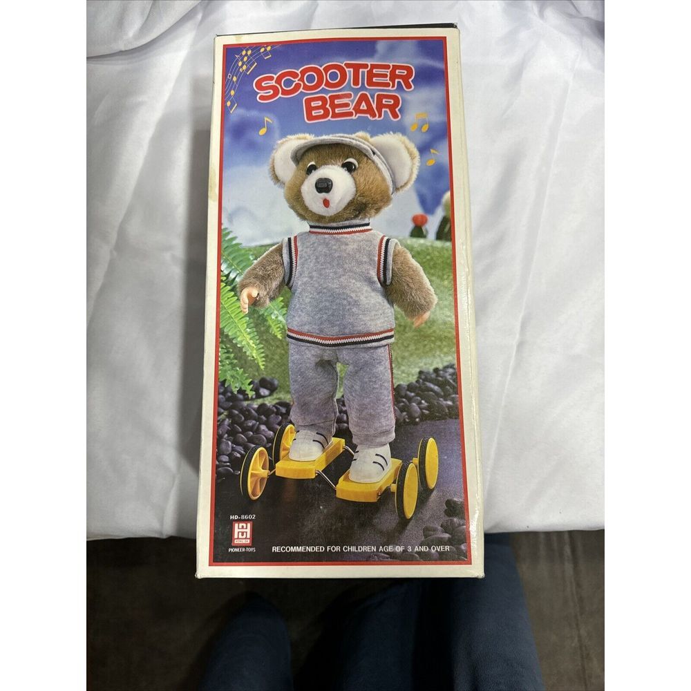 RARE 1980's SCOOTER BEAR BATTERY OPERATED -BRAND‎ NEW/ORIGINAL FACTORY BOX